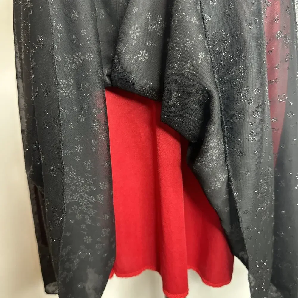 Vintage Forever 21 Dress Womens S/M Black Red Mesh Babydoll Whimsy Fairy Y2K